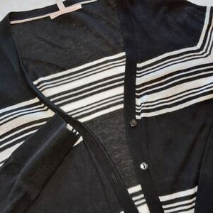Victoria Secret‎ Women's XL Black & White Long Sleeve Cotton Knit Cardigan